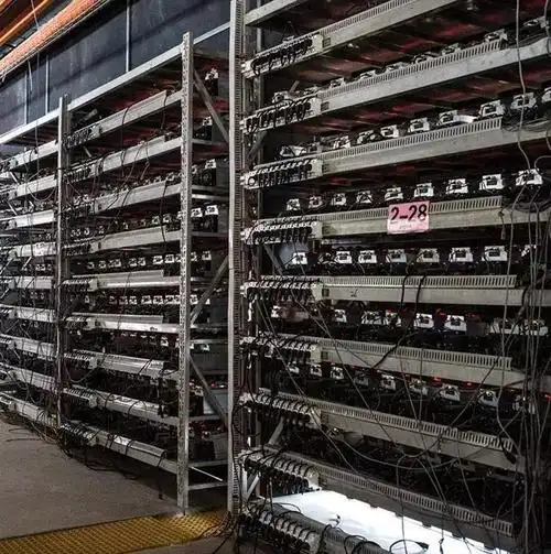 A close-up of a Bitcoin mining rig, highlighting its powerful components and cooling system.