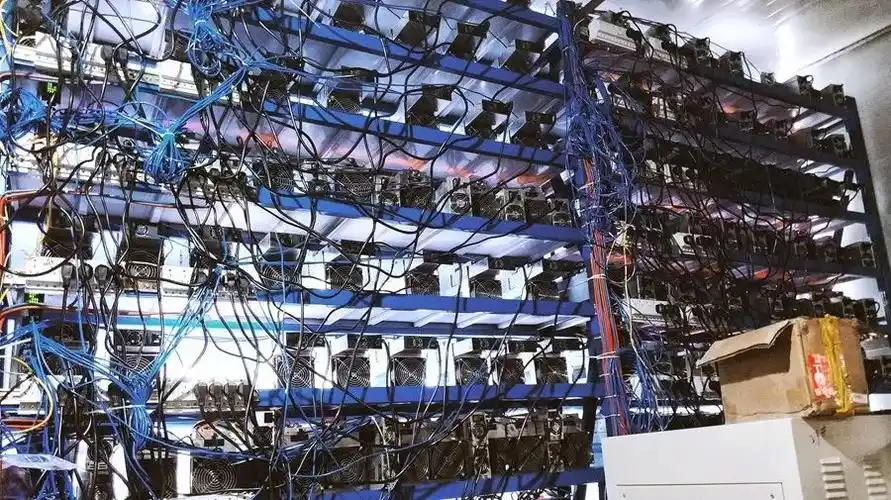 An overview of a sophisticated mining rig setup, emphasizing cooling mechanisms for optimal performance